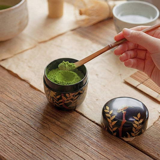 Tea Powder Container: Natsume, Kiri-awase (Kingfisher)