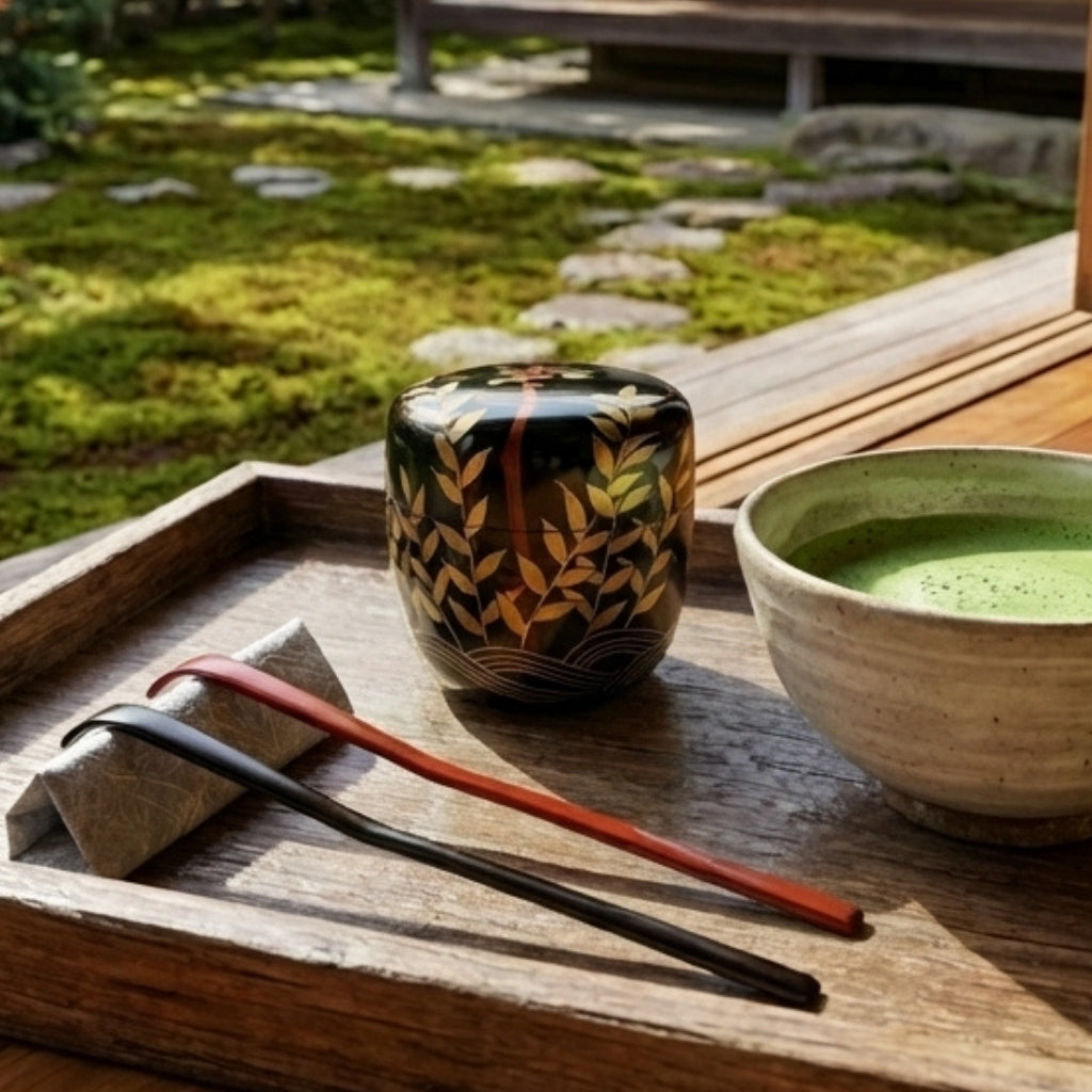 Tea Powder Container: Natsume, Kiri-awase (Kingfisher)